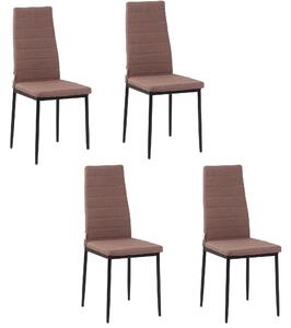 HOMCOM Set 4 scaune captusite pentru sufragerie sau camera de zi, mobilier modern, din metal si material textil kaki