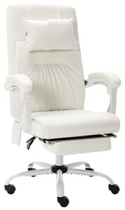 Scaun de birou cu masaj, alb, piele ecologică