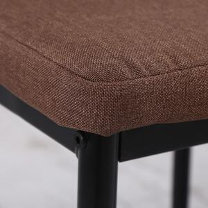 Set 4 scaune captusite pentru sufragerie, Scaune de bucatarie, din metal si material textil kaki HOMCOM | Aosom RO