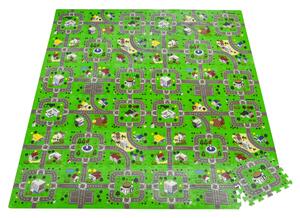 HOMCOM Covor puzzle pentru copii 36 bucati cu 24 margini, din spuma EVA antiderapanta, Suprafata acoperita 3.24㎡, Model cu strazi multicolor