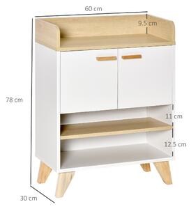 Mobilier multifunctional cu dulap si rafturi deschise, mobilier pentru sufragerie, bucatarie, birou, din lemn alb, 60x30x78cm HOMCOM | Aosom RO