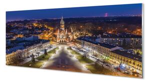 Tablouri pe sticlă panorama de noapte de biserici Cracovia