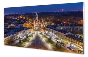 Tablouri pe sticlă panorama de noapte de biserici Cracovia