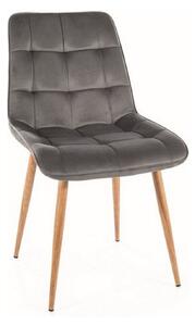 Scaun CHIC D, gri, stofa catifelata/metal, 50x58x88 cm