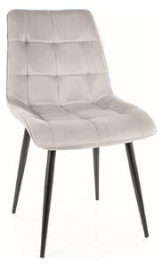 Scaun CHIC, gri deschis/negru, stofa catifelata/metal, 50x58x88 cm