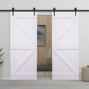 Ușă glisantă + set feronerie,alb, 100x210 cm, lemn masiv de pin
