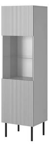 Vitrina ASENSIO, gri mat, PAL/metal, 50x42x180 cm