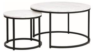 Set 2 masute de cafea DION, alb/negru mat, PAL/metal