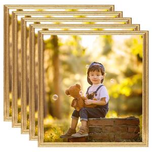 Rame foto colaj pentru perete/masă, 5 buc., auriu, 50x50 cm MDF