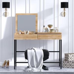 Masa de toaleta / machiaj Inna cu oglinda si sertar , Stejar, 100 x 75 x 45 cm