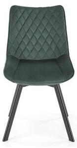 Scaun tapitat K520, verde/negru, stofa catifelata, rotativ, 45x63x80 cm