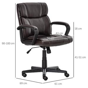 Vinsetto scaun ergonomic, imitatie piele 61x69x90-100cm, maro | AOSOM RO
