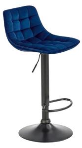 Scaun bar H95, albastru/negru, stofa catifelata/otel, 43x44x84/106 cm