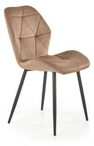 Scaun K453, bej/negru, stofa catifelata/metal, 48x53x86 cm