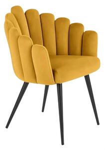 Scaun tapitat K410, galben mustar, stofa catifelata, 65x62x85 cm