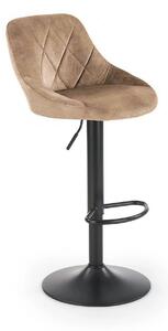 Scaun de bar rotativ H101, bej/negru, stofa catifelata/metal, 47x45x84