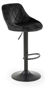 Scaun de bar rotativ H101, negru, stofa catifelata/otel, 47x45x84/106