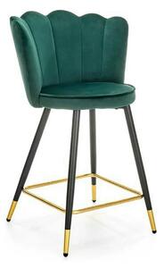 Scaun bar H106, verde/negru, stofa catifelata/otel, 58x58x96 cm