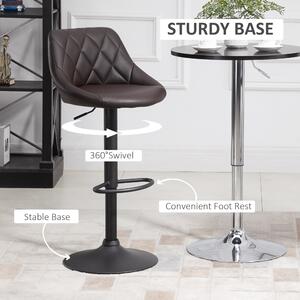 HomCom set 2 scaune de bar, reglabile, imitatie de piele maro | AOSOM RO