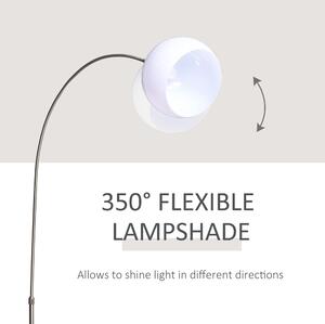 HOMCOM Lampa cu Arc de Podea reglabila in inaltime cu abajur flexibil 350°, culoare alb si argintiu, dimensiune 94x30x130-180 cm
