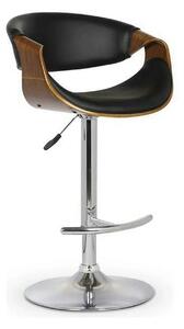 Scaun bar H100, negru/nuc, piele ecologica/otel, 53x50x88/109 cm