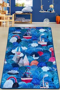 Covor de Copii Mare Albastra, Albastru, 150x80 cm
