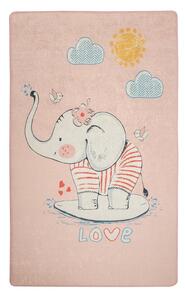 Covor de Copii Lovely Elefant, Roz, 160x100 cm