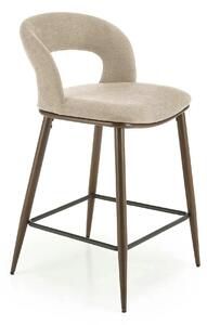 Scaun de bar bej H114, stofa clasica/otel, 48x52x92 cm
