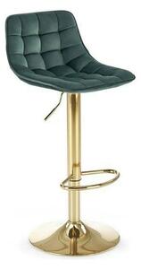 Scaun de bar auriu/verde H120, stofa catifelata/otel, 43x44x84/106 cm