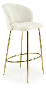 Scaun de bar auriu H116, stofa bucle/otel, 50x59x101 cm