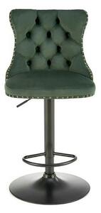 Scaun bar H117, verde/negru, stofa catifelata/otel, 47x52x96/118 cm
