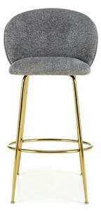 Scaun bar H116, gri/auriu, stofa bucle/otel, 50x59x101 cm