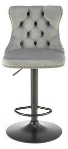 Scaun bar H117, gri/negru, stofa catifelata/otel, 47x52x96/118 cm