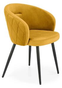 Scaun living galben K430, stofa catifelata/metal, 51x54x77 cm