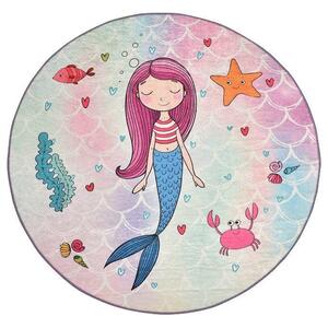 Covor de Copii Rotund Mermaid, Multicolor