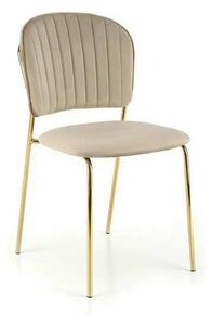 Scaun tapitat K499, bej/auriu, stofa catifelata, 47x56x85 cm
