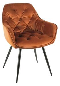 Scaun tapitat modern CHERRY, caramiziu/negru, stofa catifelata/metal