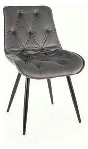 Scaun CHERRY II, gri/negru, stofa catifelata/metal, 53x43x88 cm
