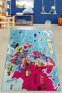 Covor de Copii Harta Europa, Multicolor, 120x80 cm
