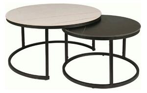 Set 2 masute cafea FERRANTE B, alb/negru, ceramica/metal