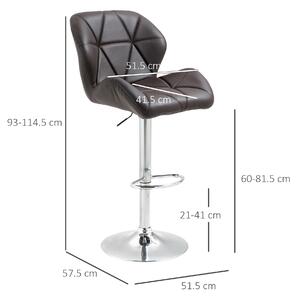 Set 2 scaune bar rotative, inaltime reglabila, Suport pentru picioare, maro 51,5x57,5x93-114,5cm HOMCOM | Aosom RO