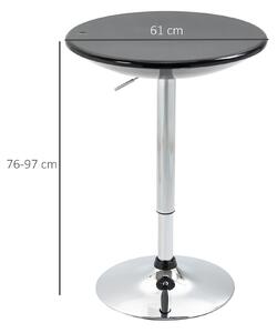Masa rotunda de bar HOMCOM cu plan rotativ, baza din otel, Φ61x76-97cm, negru | Aosom RO