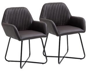 HOMCOM Set 2 scaune moderne pentru sufragerie, sufragerie, bucatarie sau camera de zi, scaune tapitate,  imitatie piele maro 60x56.5x85cm