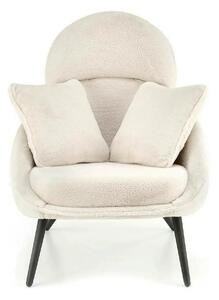 Scaun de relaxare modern MERRY, crem, stofa/otel, 80x90x95 cm