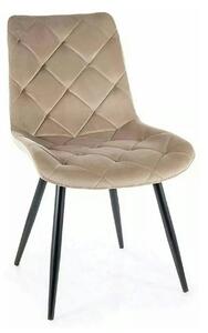 Scaun bej tapitat RALPH, stofa catifelata/metal, 51x42x88 cm