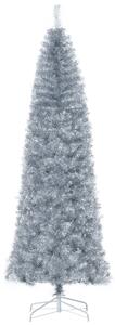 HOMCOM HOMCM Albero di Natale Artificiale Alto e Stretto con Base Rimovibile, 818 Rami, in PET e Acciaio, Φ75x210cm, Argento