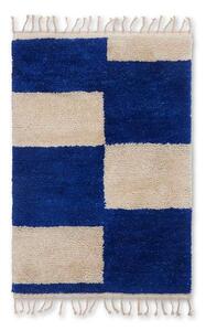 Ferm LIVING - Mara Knotted Rug S Bright Blue/Off-White