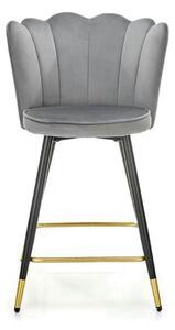 Scaun bar H106, gri/negru, stofa catifelata/otel, 55x58x96 cm
