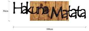 Decoratiune de perete lemn Hakuna Matata 4, Negru, 30x3x108 cm