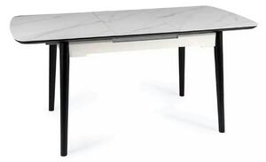Masa extensibila APOLLO, alb cu efect de marmura/negru, 120/160x80x76